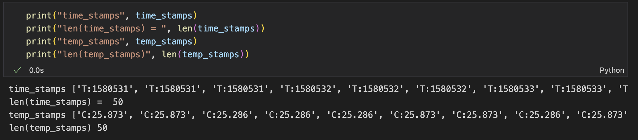 Get Temp Readings output2