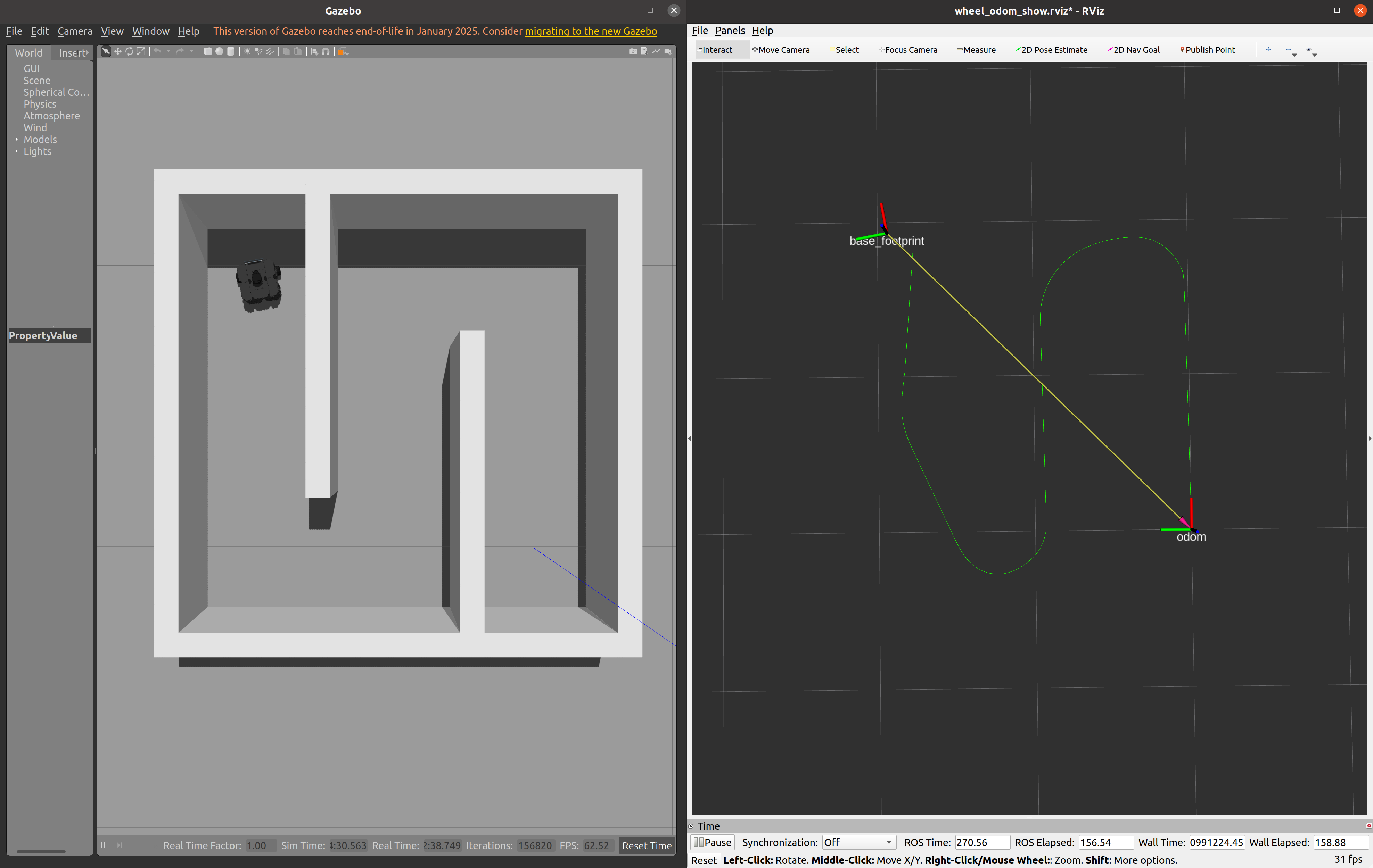 RViz & Gazebo Simulation for Wheel Odometry